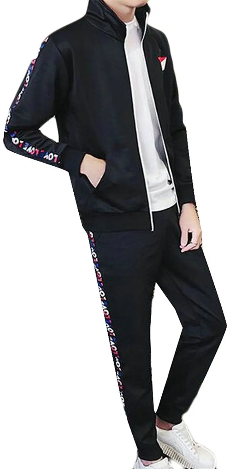 Fensajomon Mens Plus Size Stand Collar Casual Athletic 2 Pieces Suits Jacket /& Pants Outfits Tracksuit Sweatsuits