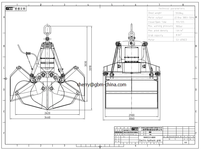 Gbm 8 Ton - 60 Ton Hydraulic Grab Bucket For Crane Clamshell Grapple ...