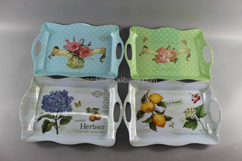 12-15-17" Melamine Serving tray set ,Wave tary with handle