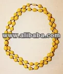 Long Yellow Paper Necklace - Kenya