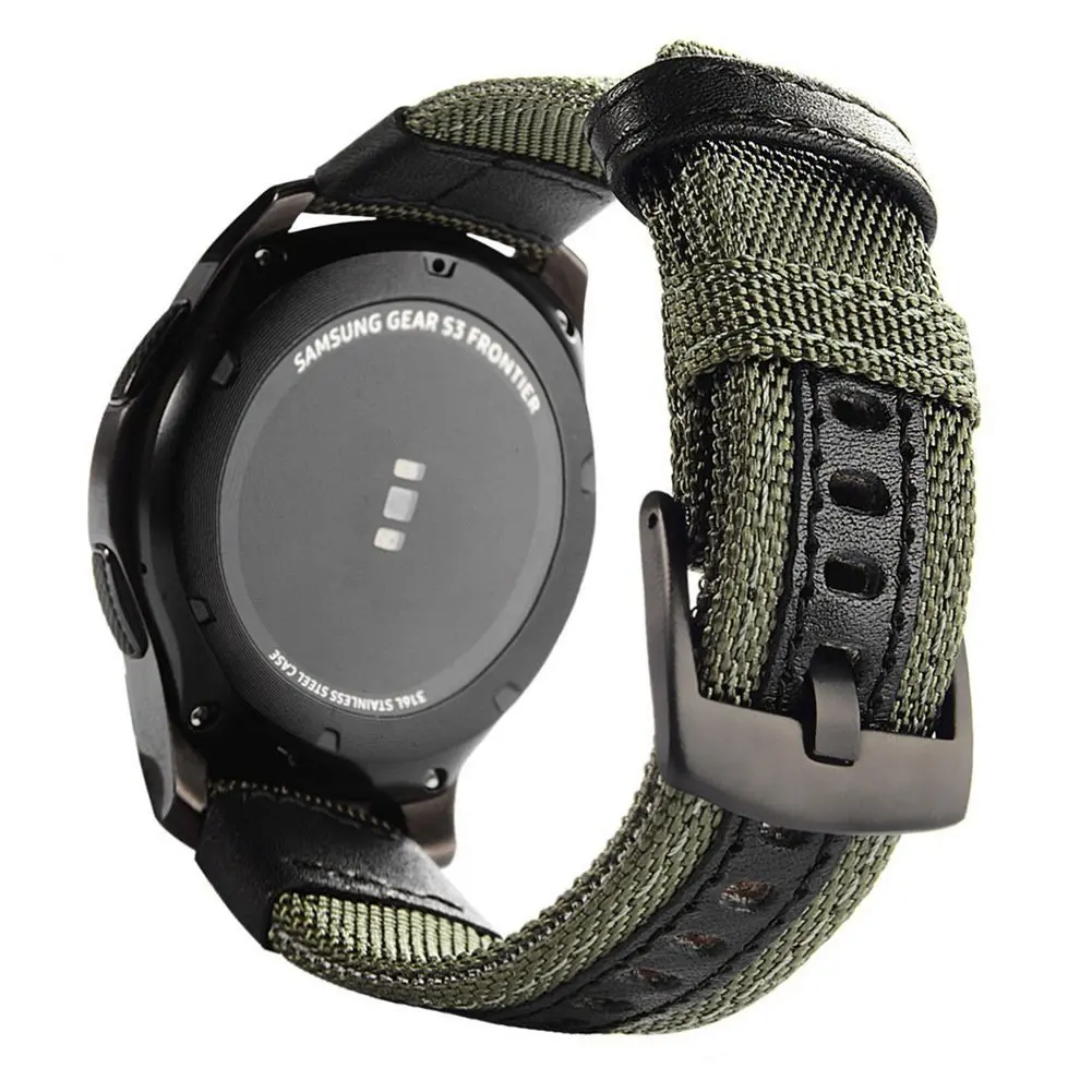 Gear S3 Nylon Bands, Alotm 22mm Woven Nylon Replacement Strap Sport Wristband Bracelet with Stainless Steel Metal Buckle for Samsung Galaxy Gear S3 Classic/Gear S3 Frontier Smart Watch (Army Green)