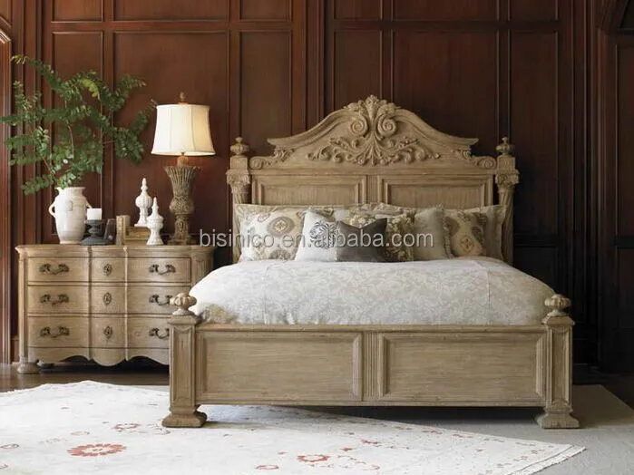 Luxury Spanish Colonial Revival Style Bed Retro Bedroom Furniture