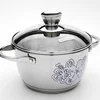 Elegant Painting 5 Step Capsule Bottom Double handle Stainless Steel crock Cookware Cooking Pots for hot pot