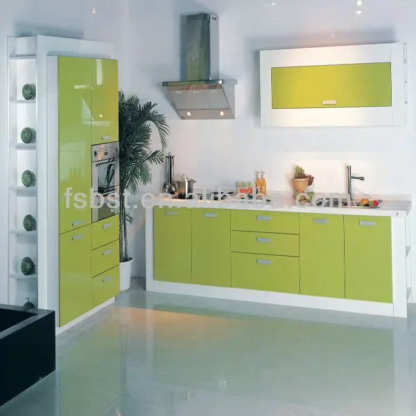 AK4015 tinggi  gloss hijau MDF dapur  kabinet desain  modern 