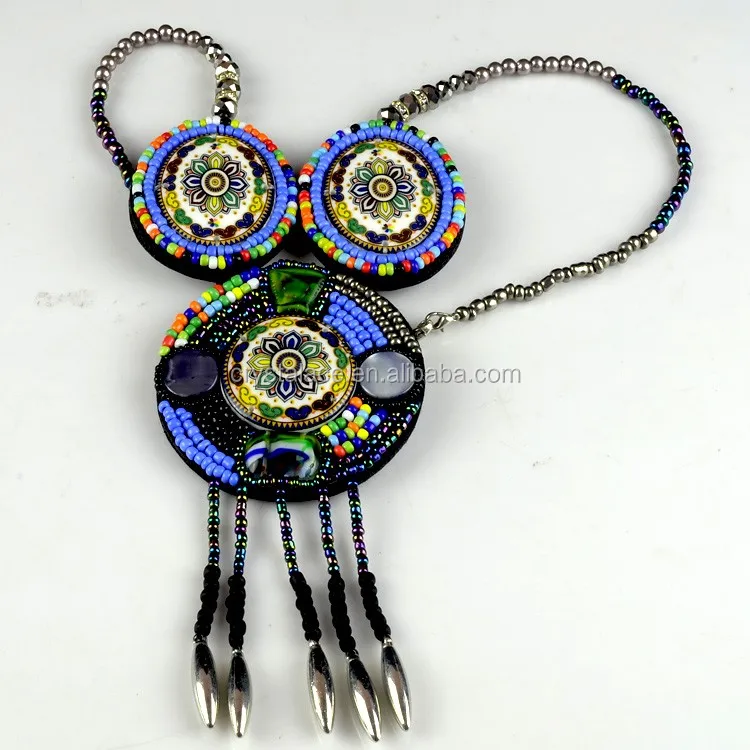 Cheap Fashion Lady Alloy Resin Fancy Bohemian Beads/collar Large Pendant for summer dresses