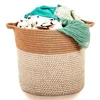 Extra Large Woven Cotton Rope Storage Baskets Coiled Round Laundry Hamper with Handles