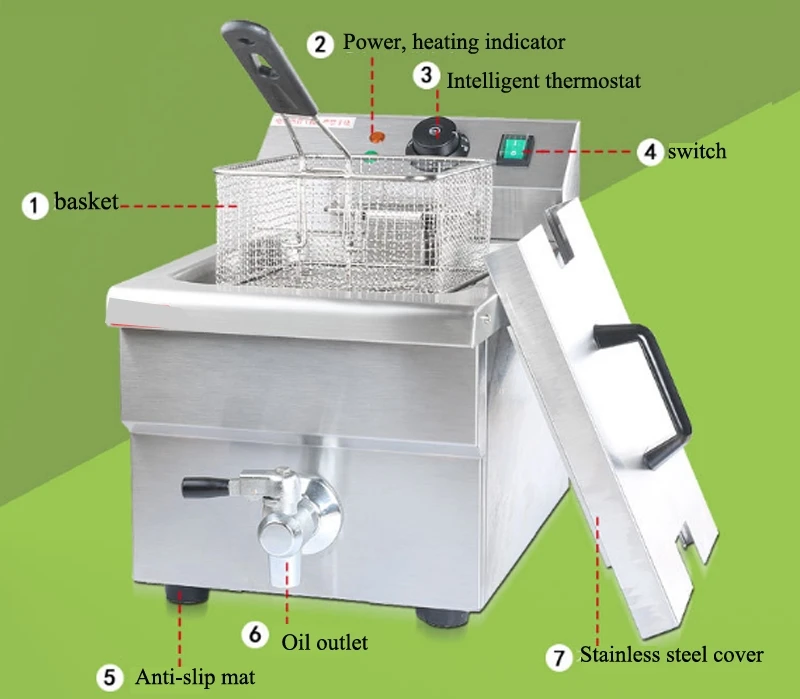 6l One Tank One Basket Industrial Deep Air Fryer Commercial Chicken