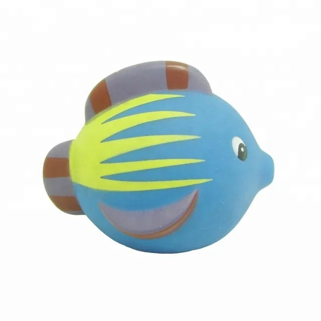 Custom Unique Blue Sea Animal Small Floating Squirt Rubber Fish Toy For