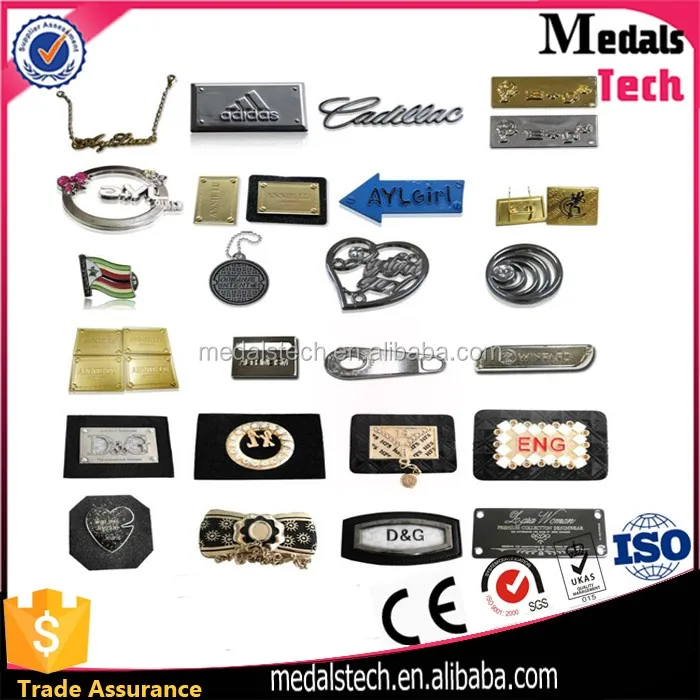 Zinc alloy 3D letter shape silver gold  plated custom metal logo plate for handbags
