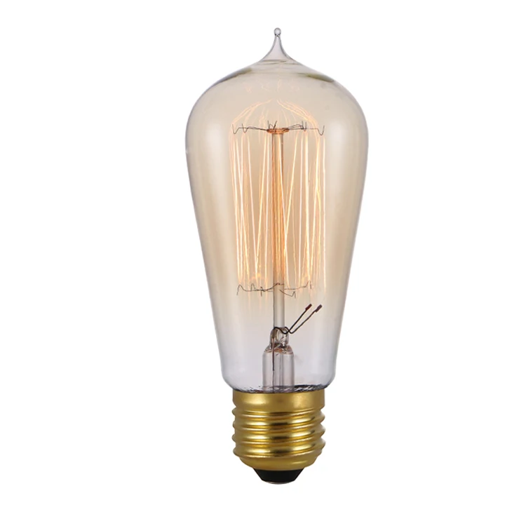 New style amber glass 40 watt ST64 ST58 led vintage edison lamps e27 Tungsten Light Bulbs