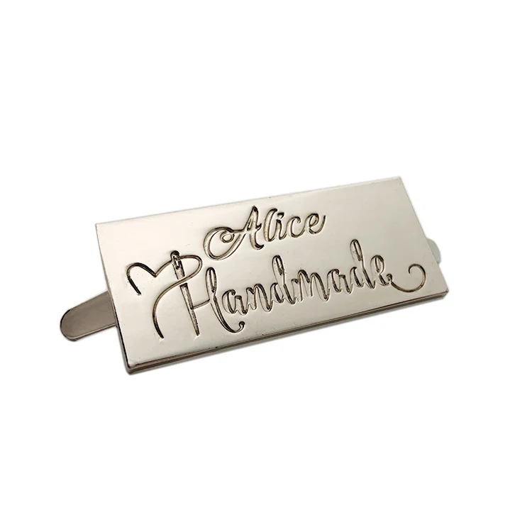 Factory Price Design Metal Label Bag Hardware Silver Engraved Logo Metal Plate Tag For Handbags