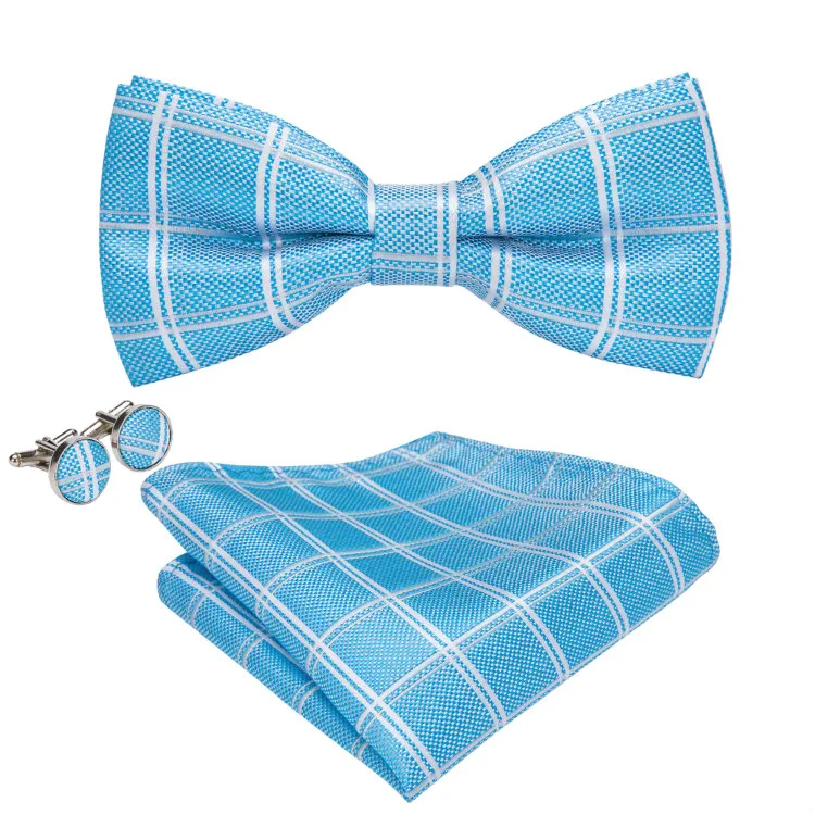 S 109 Men Slik Checked Cooling Neck Ties Blue Bow Tie Set Buy Blue Bow Tie Tie Blue Cooling Neck Ties Product On Alibaba Com