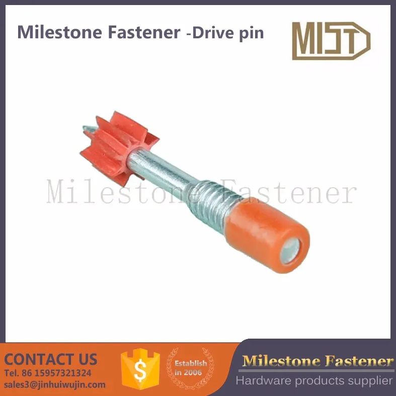 M1/4 Threaded Studs Concrete Powder Actuated Fastener Nail With Red
