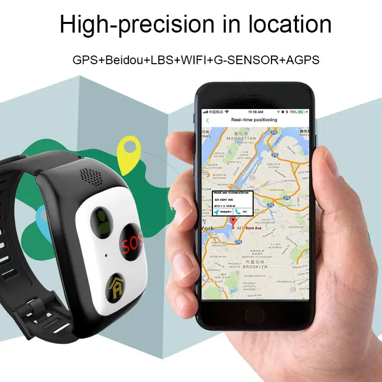 2019 Health Elderly Smart Bracelet With Sos Panic Button Gps Alzheimer