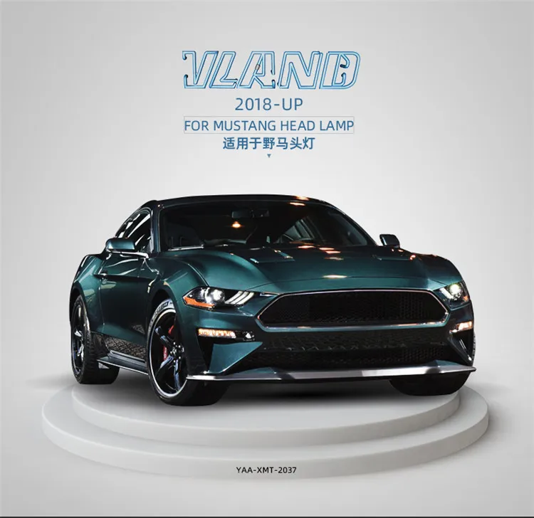 VLAND factory for Mustang Head light with full LED for mustang  Front Lamp 2017 2018 2019 with LED Sequential indicator