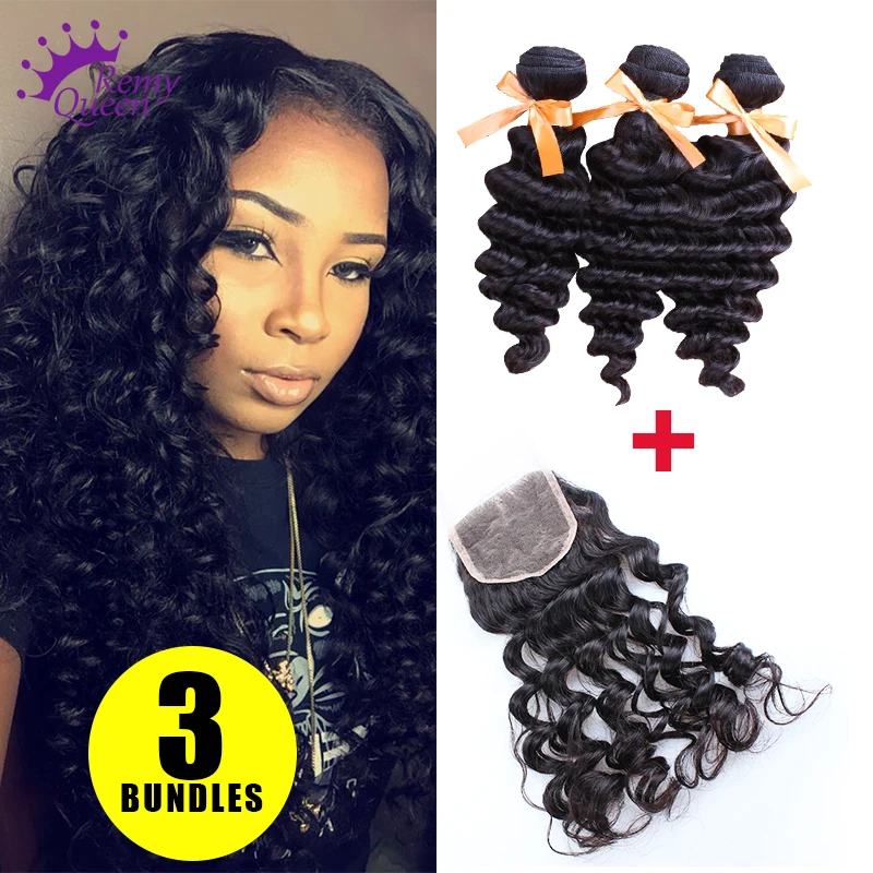 Deep Wave Virgin Indian Deep Curly Hair Weave Human Hair Lace Closure Virgin Lace Closure With