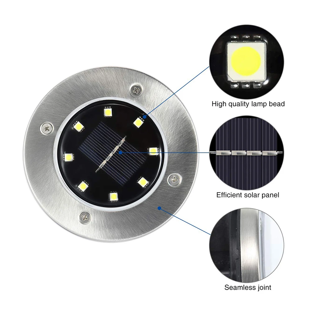 solar disk led lights set of 4