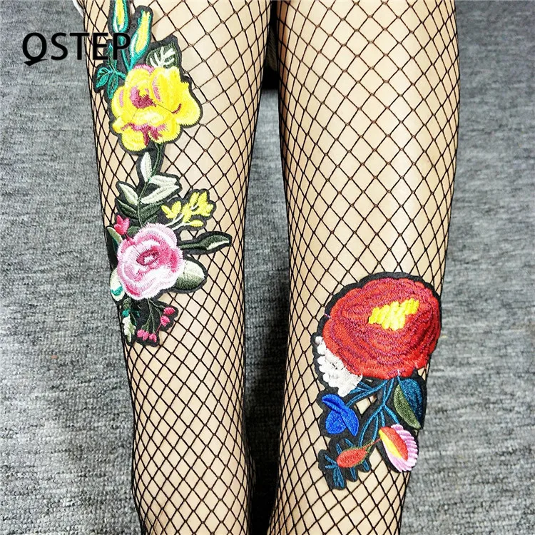 Embroidery Flower Women Mesh Fishnet Pattern Pantyhose Tights Stocking Sock A