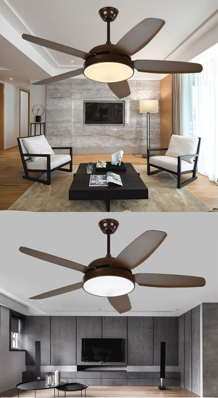 China zhongshan supply 52 inch 5 blades big wind remote control led chandelier ceiling fan light