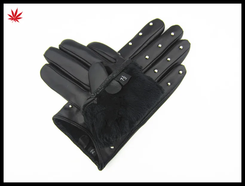 Ladies fashion Seeks nail leather gloves nappa sheep leather gloves