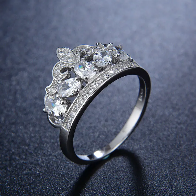 订婚婚礼新娘925纯银首饰公主女王皇冠戒指 - buy crown ring