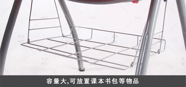 Stack Chair with Writing Tablet Tube Frame High School and Adult Student Chair Book Rack
