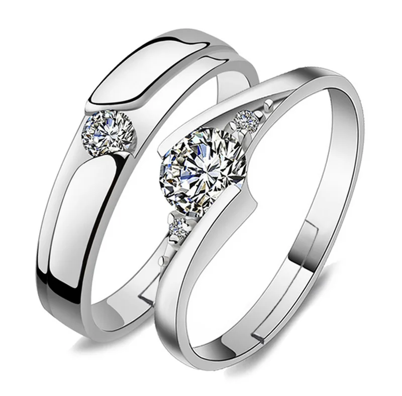 Adjustable Couple Anniversary Rings Hand Made Simulated Diamond ...