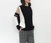 Autumn Winter Sweater Women Contrast Color Pullover Jumper Long Sleeve O-Neck Knitted Tops Outwear Pull Femme