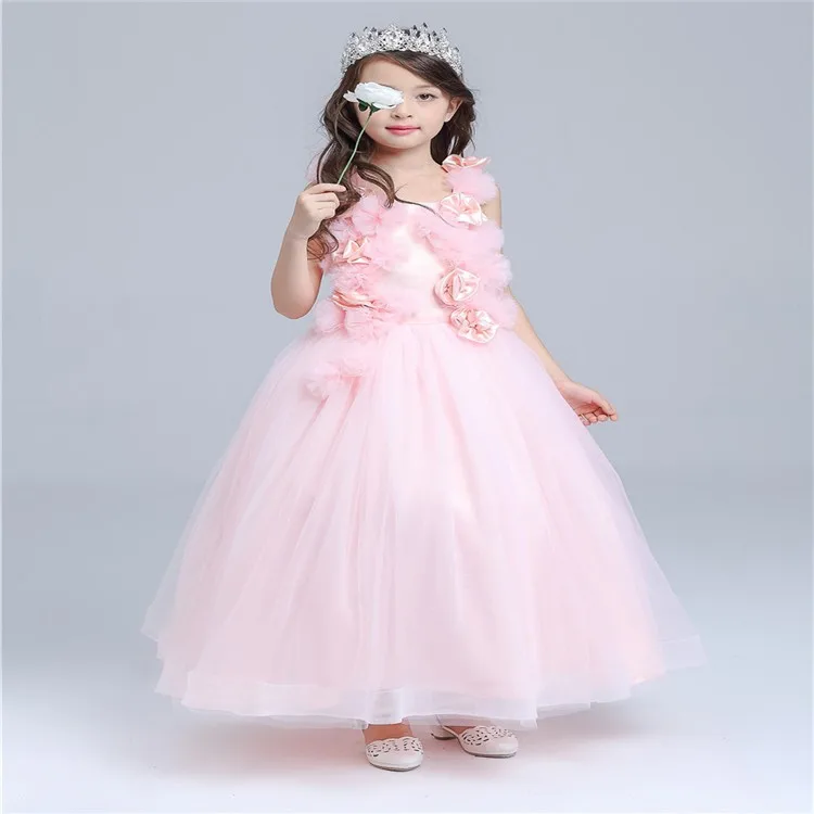 pink and white long frocks