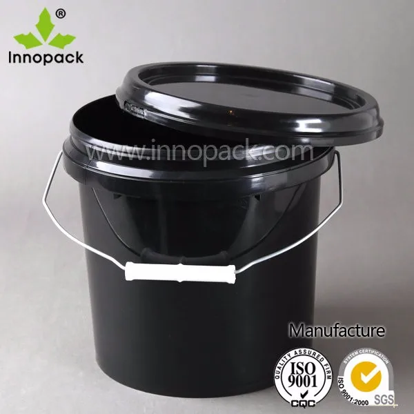 10 Liter 20 Litre Black Plastic Paint Bucket With Lid And Metal Handle
