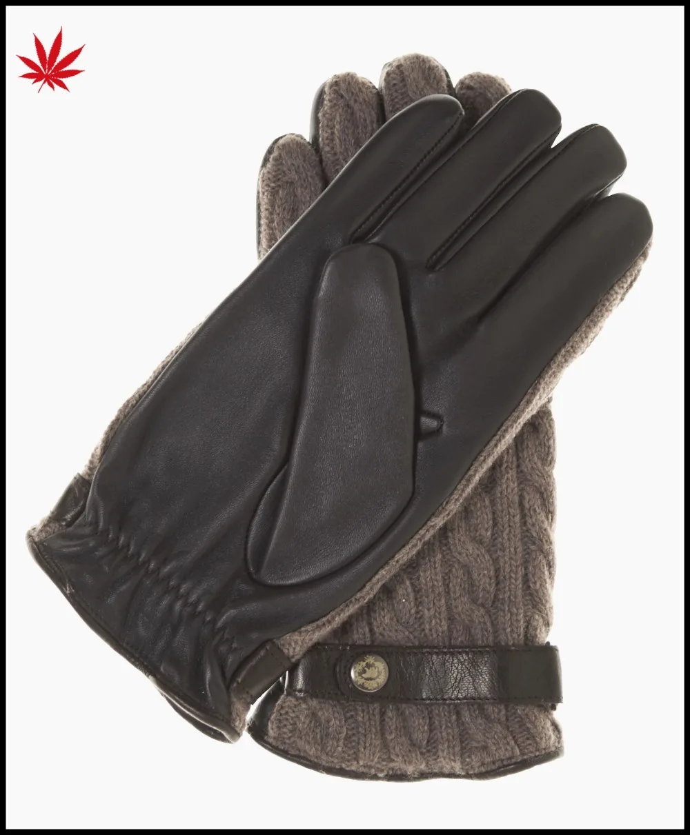 ladies wholesale leather and knitted leather gloves with belt