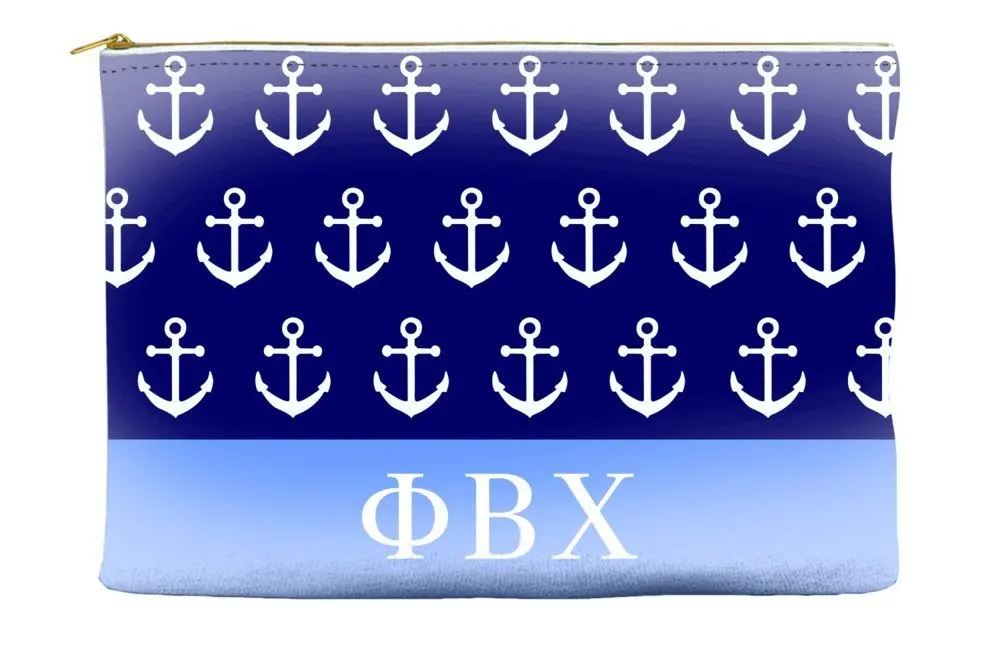 Phi Beta Chi Anchors Navy Cosmetic Accessory Pouch Bag for Makeup Jewelry & other Essentials