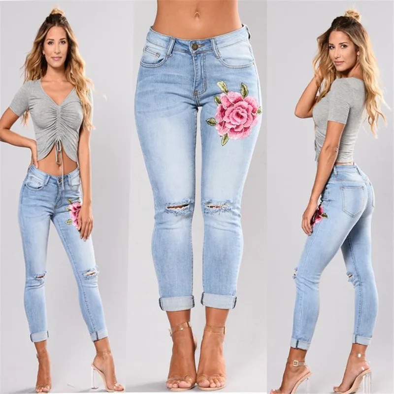 Ankle Length Tight Girls Low Waist Sky Blue Ladies Latest Fashion Jeans ...