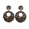 KM 2018 brazilian exaggerated big round rhinestone earrings full black diamond vintage retro filigree stone statement earrings