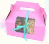 PiNK Gable boxes with SCALLOPED WiNDOWs Cupcakes paper hamburger boxes