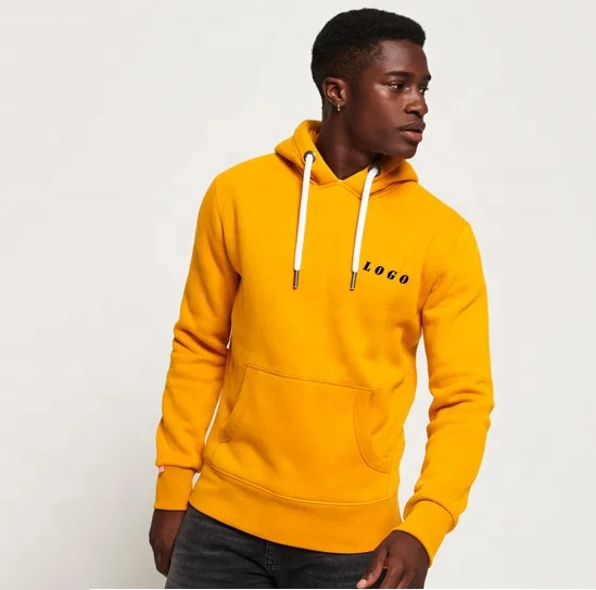 Wholesale Plain Yellow/gold Unisex Blank Terry Cotton Hoodie Pullover ...