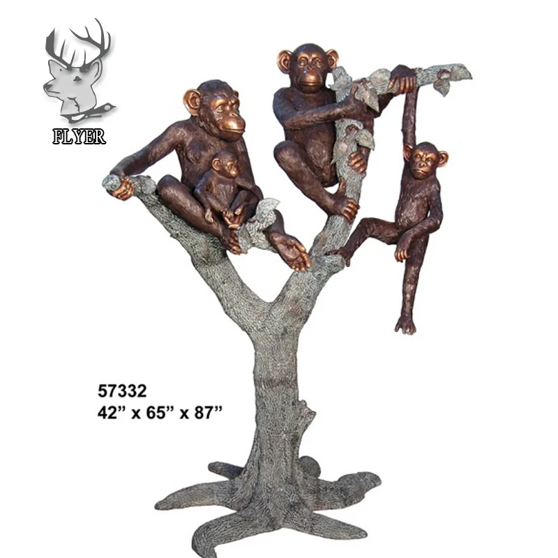 Life Size Bronze Family Monkeys Sculpture On The Tree Buy Bronze