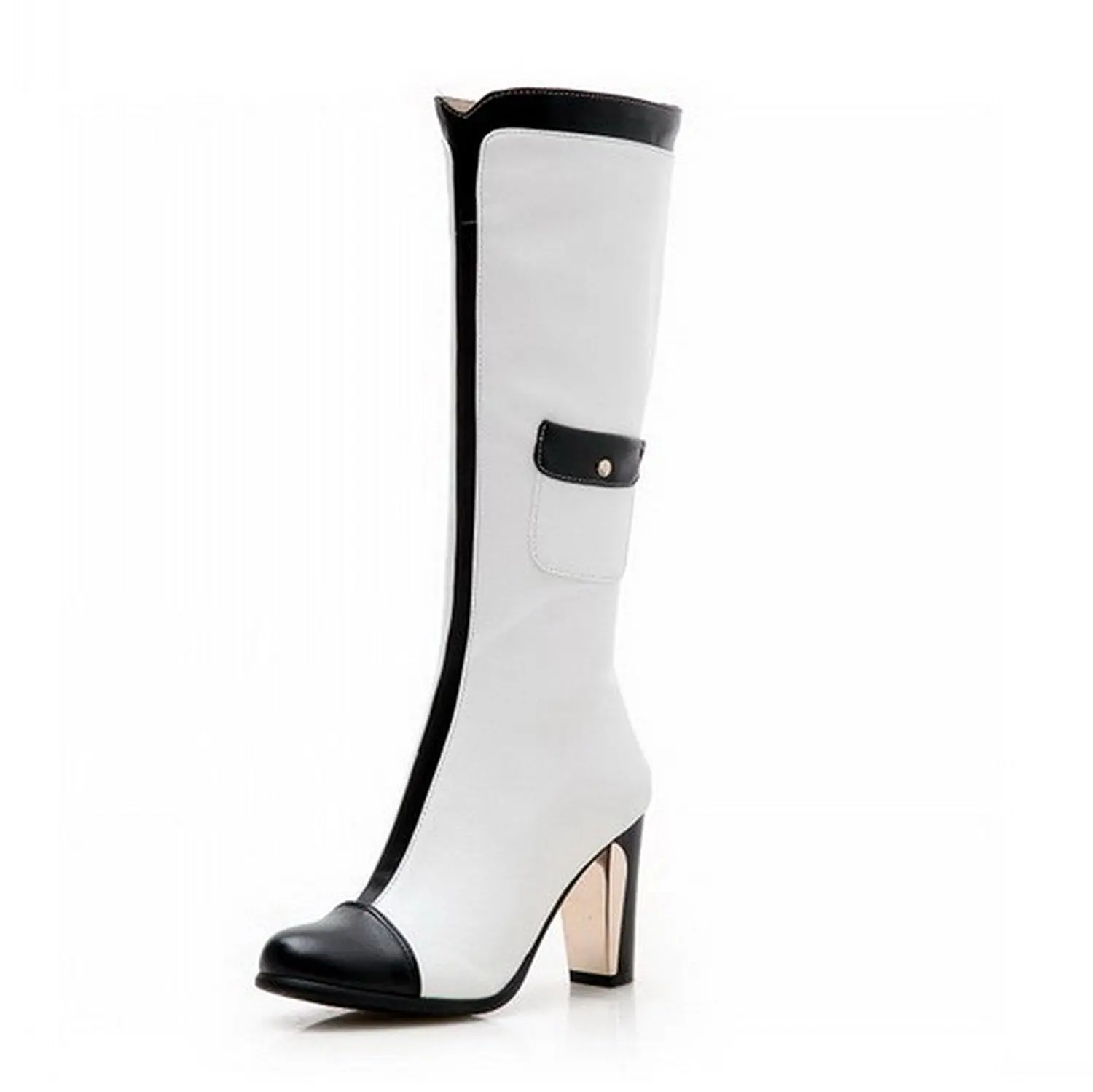 pointed closed toe chunky heel boots