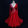 Tailor made high quality crystals women competition ballroom dancing dress red