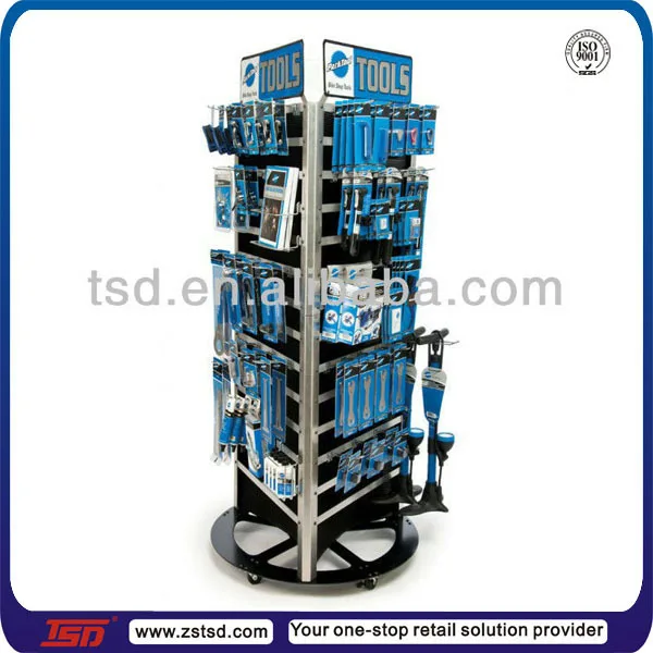 Custom Free Standing Pos Metal Tools Display Shelf,Display Rack For Hanging Items,Rotating