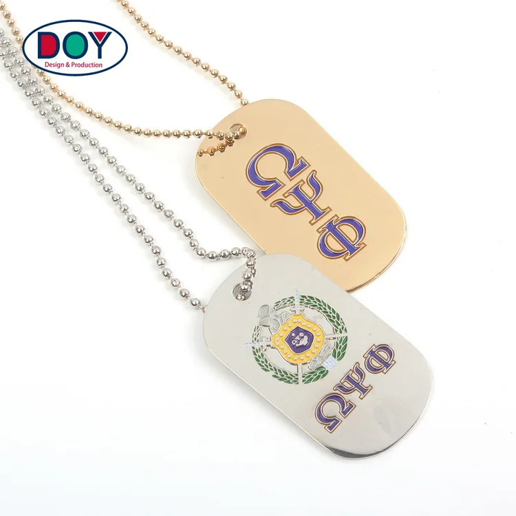 Zinc Alloy Metal Tags Custom Fill Color Military Logo Dog Tag Necklaces