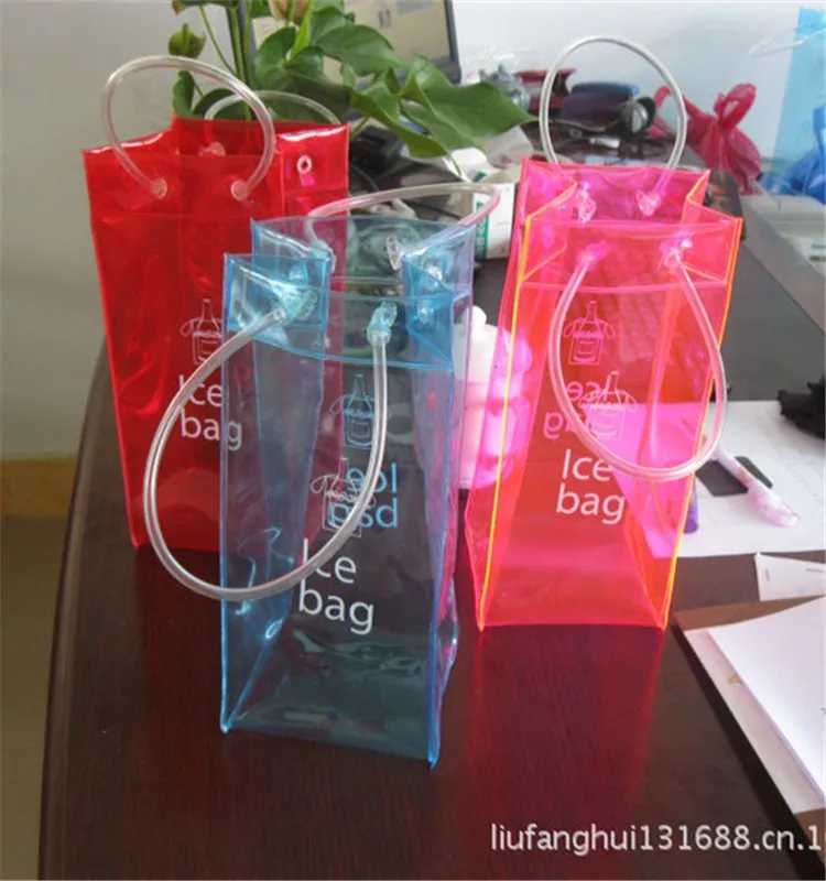 Custom Refillable Travel Plastic Pvc Bottle Ice Tote Red Wine Cooler Bag