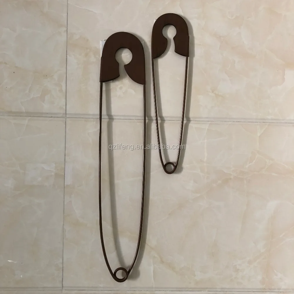 Set of 2 Large Hanging Safety Pins Rustic Color Laundry Room Wall Home Decoratio