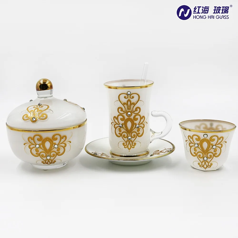 Wholesale Moroccan Crystal Arabic Gold Rim Design Coffee Tea Cups And