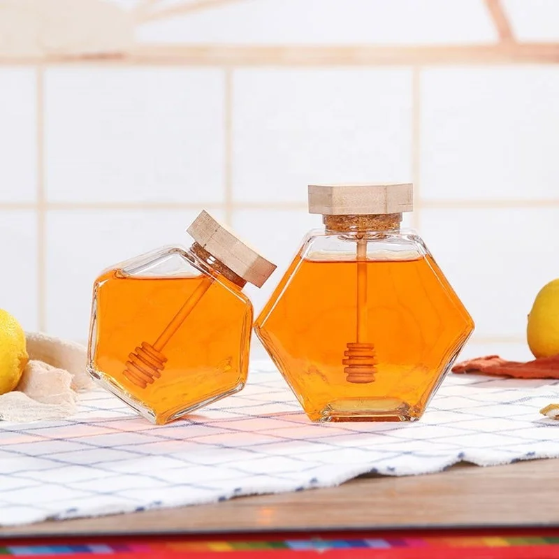 Hot Selling High Quality Professional Glass Jar Honey And Hexagonal