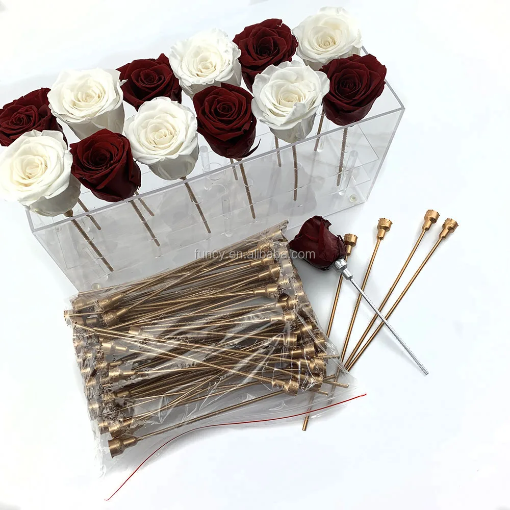 Plastic Roses Stems Preserved Roses Arrangement Artificial Rose Stems
