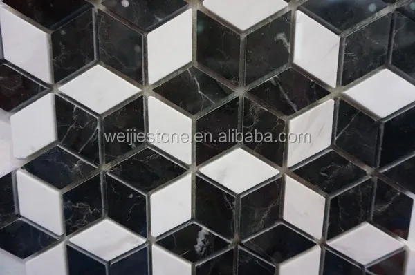 M rmol blanco y negro rombo piso mosaico dise o en forma 