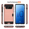 Armor Hybrid Case For Samsung Galaxy S10,Unique Design Brush Shockproof Cover Credit Card Slot Phone Case For Samsung S10
