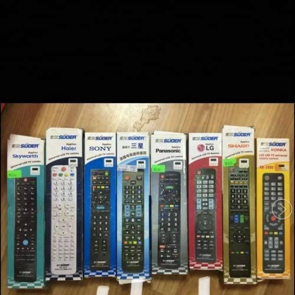 Condor universal remote control with labeled buttons including power, volume, channel, and source selection