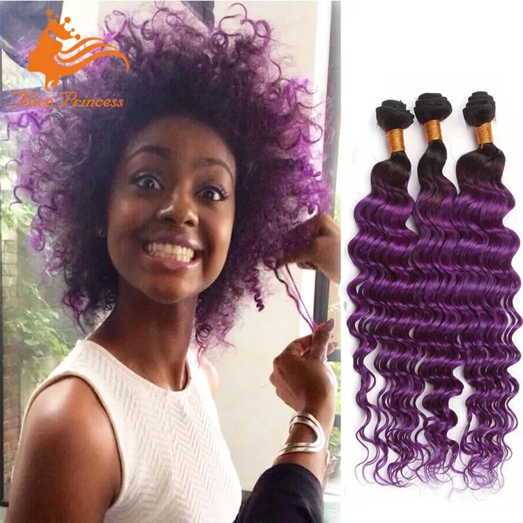 Best Selling 5a Grade Ombre Purple Color Human Remy Indian Hair